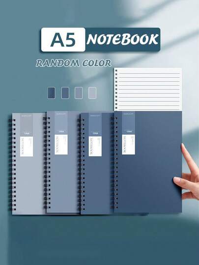 4 件 A5 笔记本，极简主义螺旋笔记本，中/小学生记事本，日记本/练习本/便笺本，办公学习两用，柔和莫兰迪色文具用品（颜色随机），返校礼物