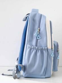 Back To School 3 Pcs Set New Nylon Material Cute Cartoon Kitten Pattern Solid Color Backpack, Shoulder Bag, Pencil Bag, Smooth Zipper Closure, Large Capacity And Multi-Function, Fashionable And Casual, Sweet And Simple, Very Suitable For Daily Outdoor Travel