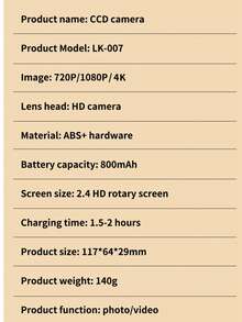 18X Optical Zoom Compact Digital Camera With 48MP Auto Focus, 4K Video, Face Detection, 2.4" Flip Screen, Rechargeable Battery - LK-007 Pink - View 11