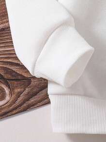 Conjunto de pantalones y top de manga larga con cuello redondo y estampado de letras para niños preadolescentes