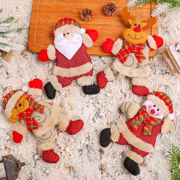 1Pc Christmas Tree Pendants,DIY Old Man, Deer, Snowman, Bear Doll Decoration Pendants, Christmas Decoration Gifts Home Decor Christmas Decorations Room Decor Winter
