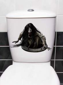 1 件 30 厘米 * 30 厘米自粘可移除 PVC 万圣节装饰马桶座贴纸，恐怖骷髅和蜘蛛图案，浴室墙壁装饰，马桶盖贴纸，浴缸艺术房间装饰家居装饰墙贴贴纸墙贴秋季装饰