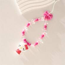Sanrio 1 pieza Funda para teléfono con cadena, decoración colgante de cámara, cadena de cuentas dibujada a mano, con diseños de Hello Kitty, Kuromi, Melody, Cinnamon Dog y Pacha Dog. Mejor regalo para mamá, familia, amigos en cumpleaños, fiestas y talla grande ocasiones especiales.