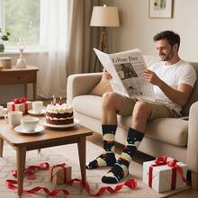 Men's Funny Novelty Crazy Pattern Dress Socks For Gifts - Red/Blue/Black/Multicolor Super Dad-4m - View 11
