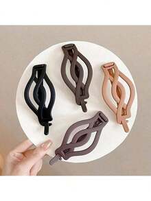 Conjunto de 1/4 Presilhas de Cabelo Simples e Modernas em Resina, com Design Floral em Cor Sólida, para Mulheres. Presilhas Finas e Elegantes para Rabo de Cavalo, Acessórios de Cabelo, Presentes Casuais e Minimalistas. Presilhas de Garra Elegantes. - Multicolorido - Ver 3