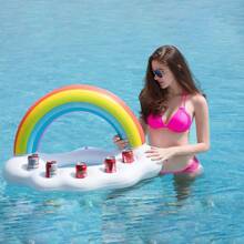 Aufblasbarer Pool-Bar - Regenbogen-Wolken Getränkehalter für Luau, Hawaii, tropische Geburtstags- und Oster-Party Dekorationen, Geschenke, Zubehör, Outdoor-Nutzung, Strandutensilien, Poolschwimmer