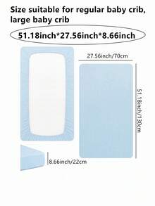 两件套平织棉婴儿床单、柔软透气婴儿床床垫罩、新生儿必备用品 - 彩色 - 查看 6