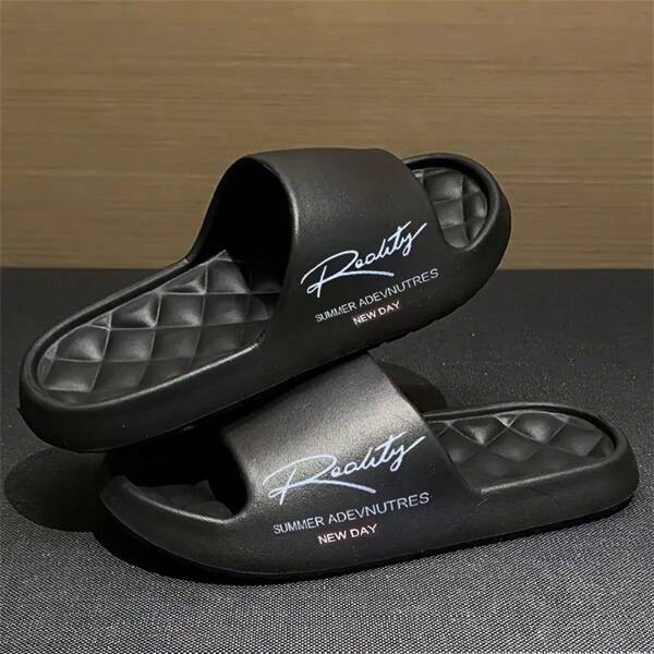 TIKP Men's Fashionable Lightweight Slippers, EVA Comfortable Non-Slip Indoor Slides, Simple New Couple Design Four-Season Open Toe Quick-Dry Sandals