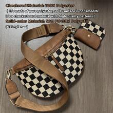 GAINSNS Checked Pattern Crossbody Bags For Women, Women's Fanny Pack With Headphone Bag, Fashion Shoulder Bag With Adjustable And Removeable Straps For Daily Shopping Travel - 棕色 - 查看 4