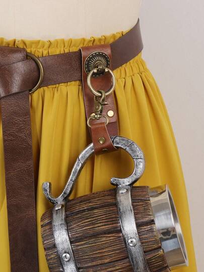 1 件仿皮马克杯架，适用于腰带、挂包、马克杯、护套和所有工具环，文艺复兴时期角色扮演节日户外角色扮演道具派对装扮（无马克杯）万圣节