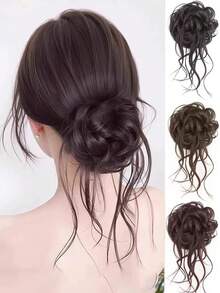 凌乱发髻发圈，甜甜圈发圈，蓬松卷发圈，马尾辫发饰，马尾辫发圈，发绳，发圈，发绳，头饰 - 彩色 - 查看 1