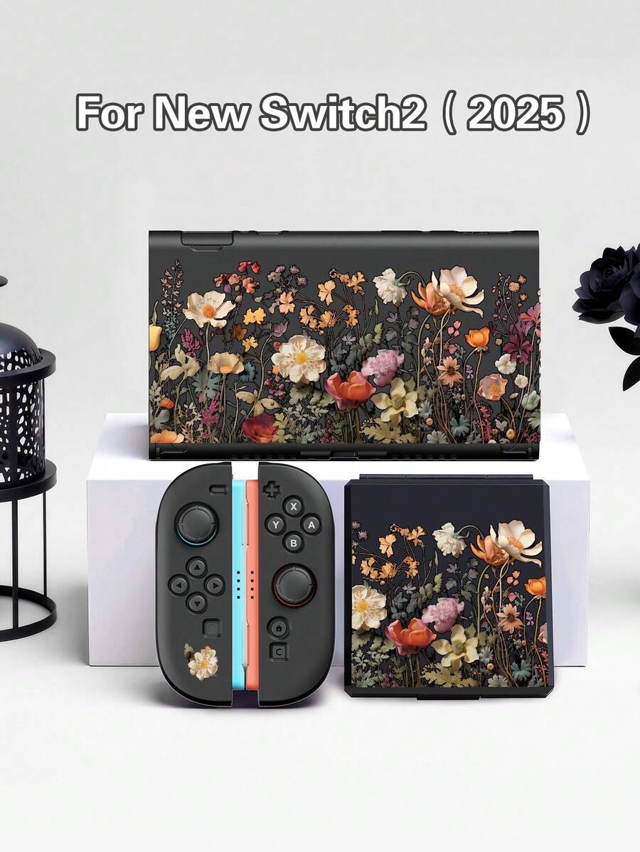 New Switch2 (2025) Accessories: Floral Oil Painting Design Protective Case, Game Card Case For 12 Cards, Compatible With Switch2/Switch NS/Switch OLED, Joy-Con Controller Protective Cover, Best Gift For Switch Players - Multicolor - View 1