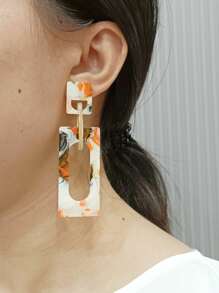 1 Pair Fashionable & Elegant Geometric Colorful Resin Drop Earrings For Women, Suitable For Everyday Wear