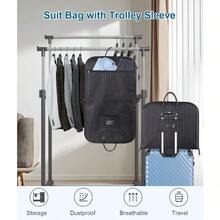 AQY Suit Bag For Travel 40 Foldable Carry On Garment Bags For Men Waterproof Suit Carrier With Luggage Trolley Sleeve Black 8502 - Black - View 5