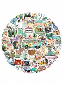 50pcs Outdoor Travel Theme Stickers, Ins Style Fresh, PVC Waterproof Material Gift Box Decoration, Label Stickers, Envelope Seals, Graffiti Stickers, Decorate Guitar, Notebook, Suitcase, DIY Handicraft, Planner Decoration, Back To School Kids Labels School, Travel Scrapbook Stickers, Stickers For Scrapbook, School Stickers, Sticker Travel,Stickers,Travel,Scrapbook Supplies