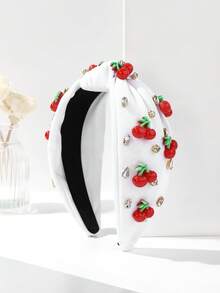 1 Peça Faixa de Cabelo com Laço Largo de Tecido com Estampa de Frutas, Tiara de Uso Diário, Faixa de Cabelo para Mulheres, Acessórios de Cabelo, Diadema