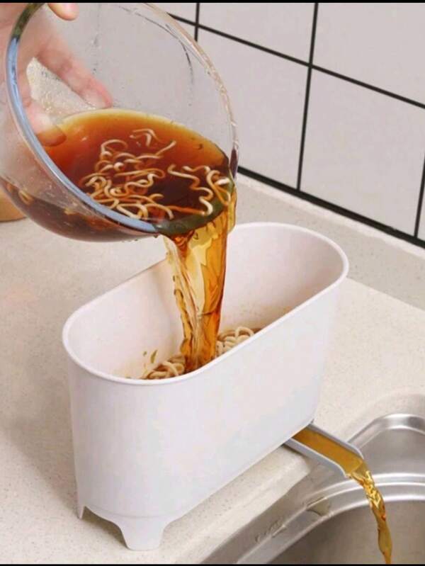 1pc Kitchen Sink Side Food Residue & Soup Filter & Garbage Storage Bin With Drainage Design