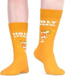 Men's Funny Novelty Crazy Pattern Dress Socks For Gifts - Black/Orange/Multicolor Cocktails-3m - View 11
