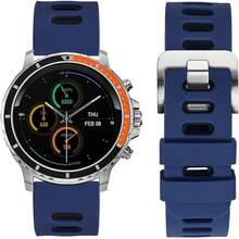 Correa de Reloj Bicolor de 22mm, Goma de Silicona, Correa de Reemplazo de Liberación Rápida para Hombres y Mujeres, Hebilla de Acero Inoxidable Plateada (Negro-Gris) - Azul-Negro (Hebilla Plateada) - Ver 5