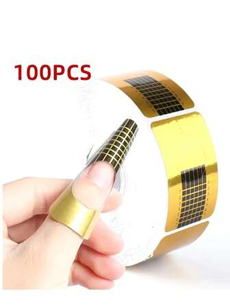 500/100片法式美甲贴片 亚克力UV凝胶延长卷翘贴片 延长美甲贴纸 美甲指南模具 美甲工具