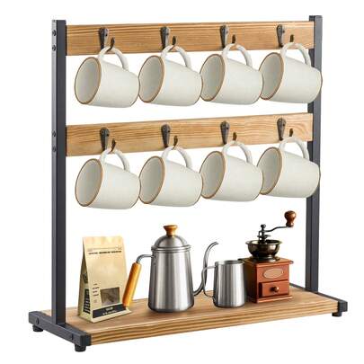 2-Tier Mug Tree  Coffee Mug Holder Stand With Storage Base Mug Display Organizer Mug Holders Cup Storage Organizer For Home Kitchen Bar Counter Display Tea