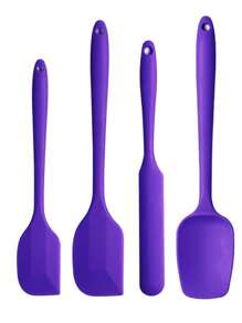 4 pièces Set de cuisson en silicone, comprenant une spatule à gâteau en silicone, un grattoir en forme de T, un ustensile grattoir résistant à la chaleur, un mélangeur à salade, un grattoir en silicone, un kit d'outils de cuisson, convenant pour la cuisson, le mélange, le beurre et le mélange de confiture, lavable au lave-vaisselle