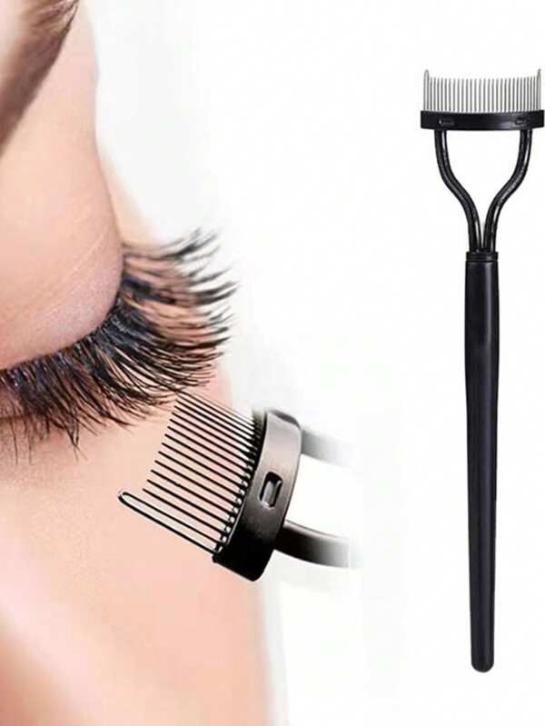 Portable Stainless Steel Eyebrow Comb With Curved Eyelash Brush Design For Easy Use