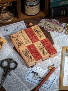 1pc Fine Pattern Brown Wooden Stamp, Small Fresh Flower Plant Pattern Creative Design Wooden Stamp For Notebook Scrapbook Decoration Greeting Card Decoration, Gift For Friends School Supplies,Back To School