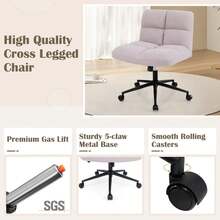 GOFLAME Modern Cross Legged Chair Upholstered Criss Cross Chair Desk-Grey - 灰色 - 查看 6