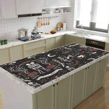 1 pieza Estera de secado para cocina con estampado de calavera y rosa, súper absorbente para ocultar manchas, con respaldo de goma, almohadilla multiusos para cafetera, encimeras, platos, absorbe el agua rápidamente