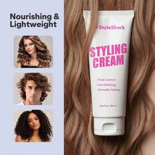 3 In 1 Styling Cream (250ml), Ultimate Curl Cream For Curly & Wavy Hair, Anti-Frizz, Curl Defining & Smoothing, Hair Care Essentials For Frizz Control, Heatless Curls, Slick Back Styles - 1 - 查看 6