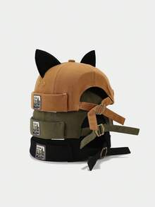 1pc Cat Ear Docker Cap Brimless Hats Beanie For Women Men Skull Cap Worker Sailor Cap Rolled Cuff Retro Docker Hat - Multicolor - View 2