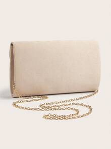 Shiny, Dazzling, Luxurious, Charming, Elegant Velvet Material Large Women's Clutch Bag, Evening Bag, Handbag With Detachable Chain Strap, Suitable For Weddings, Parties, Galas And Other Occasions, Versatile And Suitable For Girls, Ladies, College Students, Young Professionals And Office Workers. - Apricot - View 5