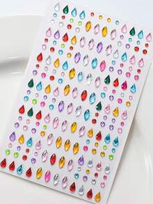 451 miếng dán đá pha lê cầu vồng lấp lánh, 2 miếng dán hình trái tim acrylic lấp lánh, thiết kế hình giọt nước đính đá tự dính, thích hợp cho trang điểm và quần áo, đá quý nhiều màu sắc để trang trí mặt, thích hợp cho các ngày lễ, tiệc tùng và sự kiện. - Nhiều màu - Xem 8