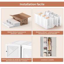 Portable Wardrobe, Sturdy Wardrobe Made Of PP Material, Easy Assembly, Foldable Multi-Purpose Closet With Rod, Magnetic Doors, Ideal Closet For Guest Rooms And Moving, For Living Room Bedroom Apartment. - White 69 * 50 * 136 cm - View 5