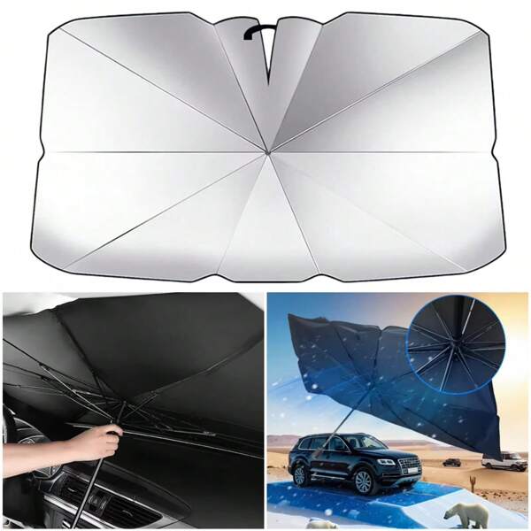 Car Windshield Sun Shade, Heat Insulation And Sun Blocking, Foldable And Retractable Sun Shade For Automotive, Available In Small And Large Sizes. Multi-Functional Umbrella Can Be Used As Sun Shade, Rain Shade, Heat Insulation Shade, Sun Protection Shade And Car Accessory.
