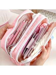 文具袋，铅笔盒，大容量铅笔盒，手拿铅笔盒，文具盒，化妆品，便携礼品，适用于办公室，学校，青年，女孩，男孩，男士，女士，成人返校，铅笔袋，书包