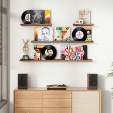 24 Inch Floating Picture Ledge Shelves For Wall Set Of 4,Wall Shelves With Lip Long Large Nursery Book Shelf For Toys Storage Kids Bookshelf Wall Mounted Living Room Bedroom Decor Frames - 核桃 - 查看 2