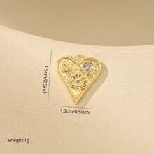 4 piezas de colgantes con forma de corazón de 24K con zirconia y baño de cobre chapado en lujo, material para hacer joyas como collares, brazaletes y pendientes