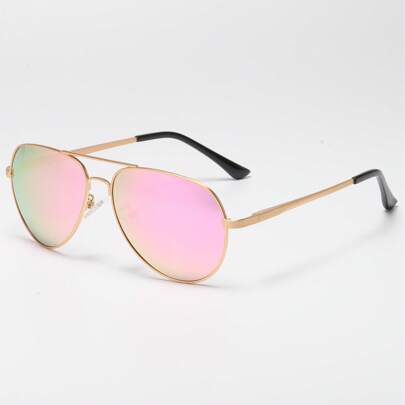 Summer Beach Vacation Couple Fashion Glasses, Pilot Fashion Glasses With Colorful Lenses Round Frog Style Fashion Glasses, Pink Fashion Glasses For Men And Women Driving, Fishing, Street Style, Parties, Music Festivals And Holidays Aviator Shape Shades