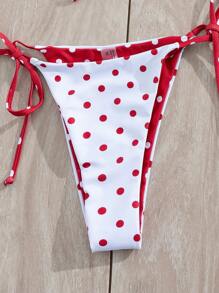 Ensemble de bikini tankini d'été sexy avec imprimé à pois et pièces rapportées, nœud au cou