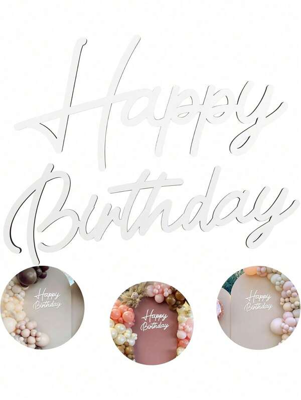 1pc Happy Birthday Wooden Sign, White Painted Hollow Wooden Happy Birthday Letter Sign, Retro Country Birthday Party Decoration Backdrop Wall Photo Props (White), Suitable For Women, Men, Birthday Decoration Birthday Party Supplies