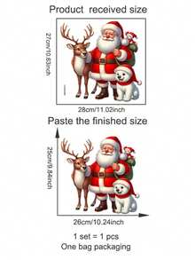 Adesivo per auto di Babbo Natale e renne, finitura opaca, impermeabile, rimovibile, autoadesivo, facile da applicare e staccare, decorazione natalizia rimovibile per auto e pareti - decorazione natalizia usa e getta, decorazione per feste di Natale | Adesivo da parete natalizio cartoonesco, adesivo da parete, adesivo, decorazione per la casa, decorazione per la stanza