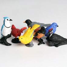 7 pièces Figurines d'oiseaux miniatures pour enfants, décorations de gâteau, d'anniversaire et de cupcake, figurines d'animaux miniatures, jouets éducatifs sur les oiseaux, décoration de gâteau avec des oiseaux de jardin, cadeaux de fête pour enfants