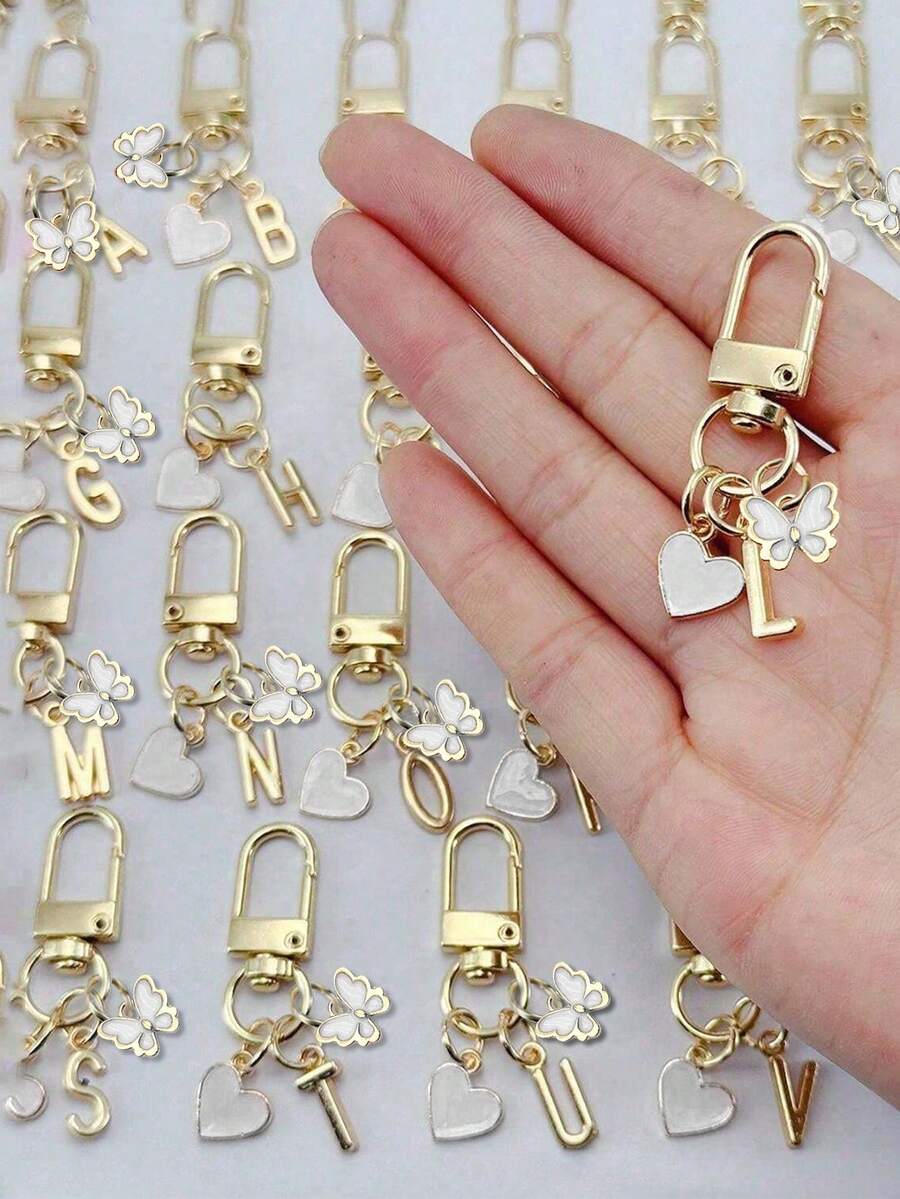 Personalised Heart Charm With Initials & Gift Message / Love Letter | Heart Keyring Accessory | Custom Bag Pendant | Gift, Keychain, Unique Mobile Phone Accessories, Simple Design, Suitable For Women's Wallets And Mobile Phone Accessories, Giving To Friends, Family, Girlfriends, Outdoor Accessories, Party Accessories, Gifts, Souvenirs, Women's Bag Pendant, Car Pendant, Women's Girl Gift - Multicolor - View 1