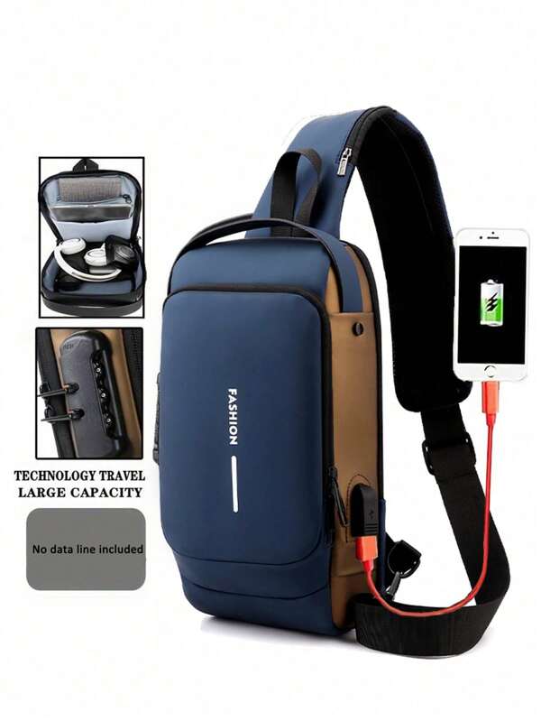 Bolso cruzado antiabuso con puerto USB para cargar, impermeable, resistente a los arañazos, mochila ligera para el hombro, bolsa de pecho. Regalo para hombres en el Día de San Valentín, Día del Padre, verano, universidad, vuelta al cole, multifuncional para dormitorio, universidad, Halloween, Navidad, Acción de Gracias, bolso de viaje, bolso de bandolera para hombres, regalo divertido