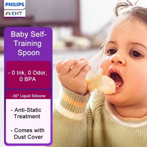 Philips Avent Avent Silicone Baby Spoons Set, Baby Essentials Pre-Spoon For 6+ Months, First Stage Self-Feeding Spoons For Baby Led Weaning, Silicone Toddler Utensils,