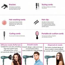 12PC Professional Hair Dryer Fast Drying Salon Blow Dryer With Diffuser, Comb, Nozzle, Concentrator, For Curly And Straight Hair, 2 Speed & 2 Heat Setting, Cool Button - View 11