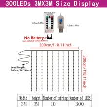 1 Stück Fenstervorhang Licht, 300 LED Fairy Lichterkette mit Fernbedienung, 8 Modi USB betrieben Schlafzimmer Fenstervorhang Party Weihnachtsdekoration, Innen- und Außenbereich Halloween (300 LEDs - warmweiß)