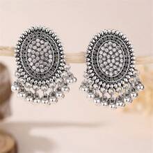 1 par de pendientes de araña bohemios para mujeres, pendientes de flecos vintage chapados en oro con strass, declaración mexicana